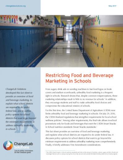 Restricting Food and Beverage Marketing in Schools Cover