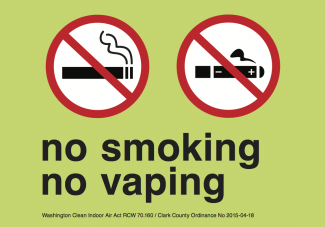A sign indicating no smoking or vaping permitted